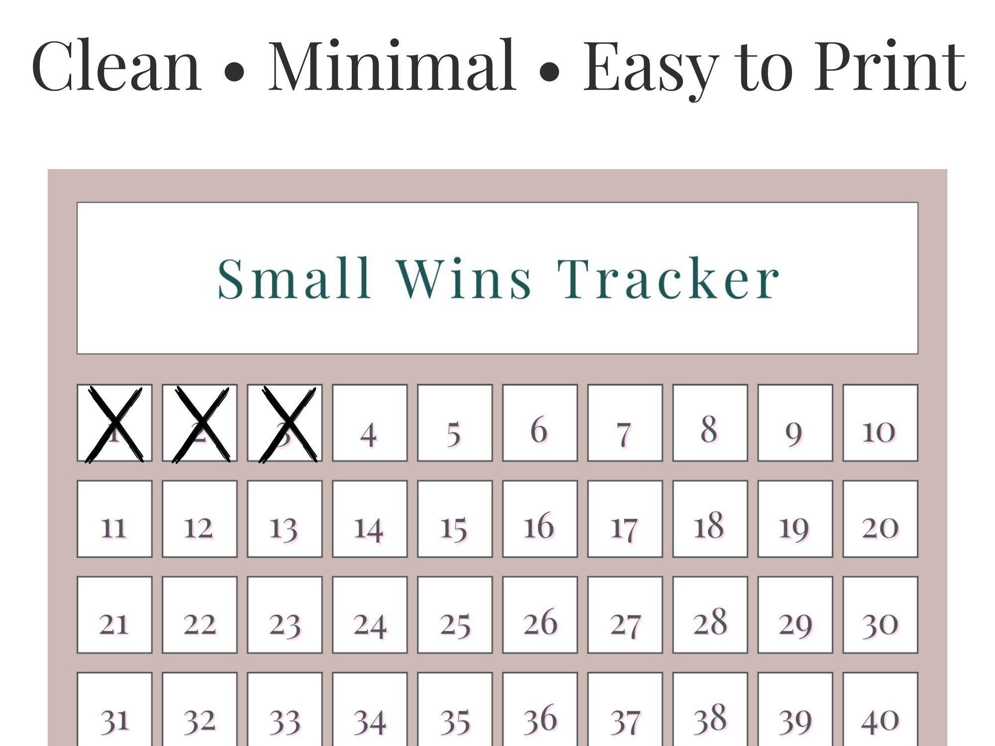 Wins Checklist.pdf Small Wins Tracker 1–100 | Habit Tracker Tool Printable PDF | Gentle ...