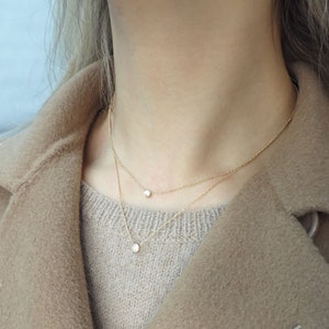 18k 14k Gold Natural Diamond 0.07~0.25ct Solitaire Necklace Delicate Diamond Solitaire Bezel Diamond Necklace,Dainty Diamond Necklace