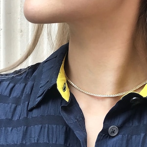 Sterling silver.925 Cubic Zirconia Tennis Halskette Choker/Hochzeit Tennis Halskette/Tennis Choker/unisex Halskette/Fertige Kette/14K vergoldet