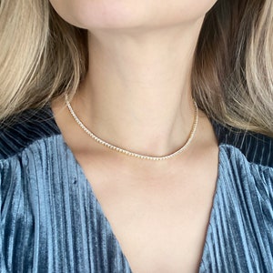 Sterling silver 925Cubic Zirconia Tennis Necklace/Wedding Tennis Necklace/unisex necklace/Dainty Chain/14K gold plated/strong & high quality