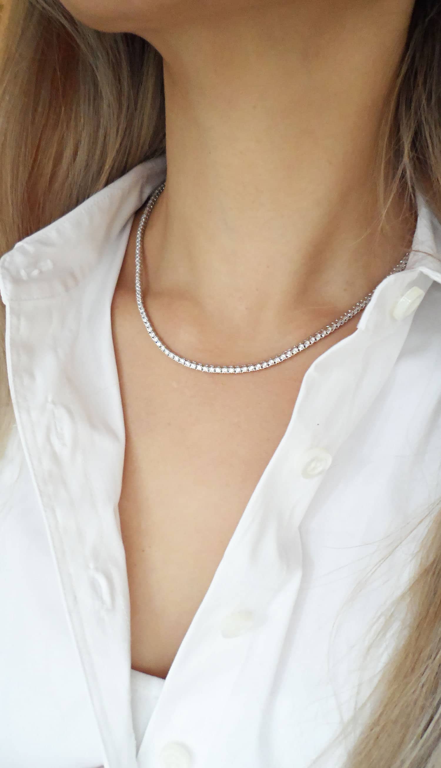 Tennis necklace 2mm - Etsy 日本