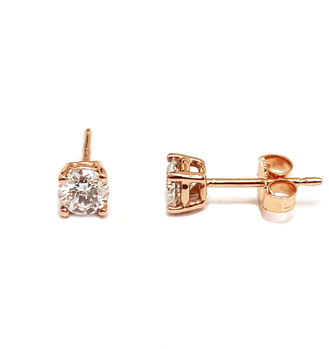14k Solid Gold 100% Natural Diamond Stud Earringsdiamond - Etsy