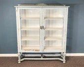 Antique Distressed Country China Cabinet,