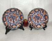 Pair of 19th Century Japanese Imari Porcelain Scalloped Rim Plates