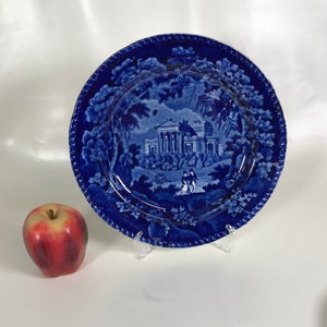 1830 Clews Historical Blue Transferware Bowl, &quot;Villa in the Regent Park, London&quot;