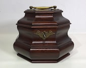 Colonial Williamsburg Mahogany Wood Brass Tea Caddy Box