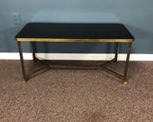 Quality Brass Chrome Mid Century Claw Foot Glass Walnut Coffee Table