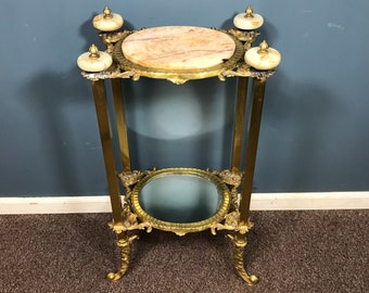 Victorian Brass & Onyx Stand