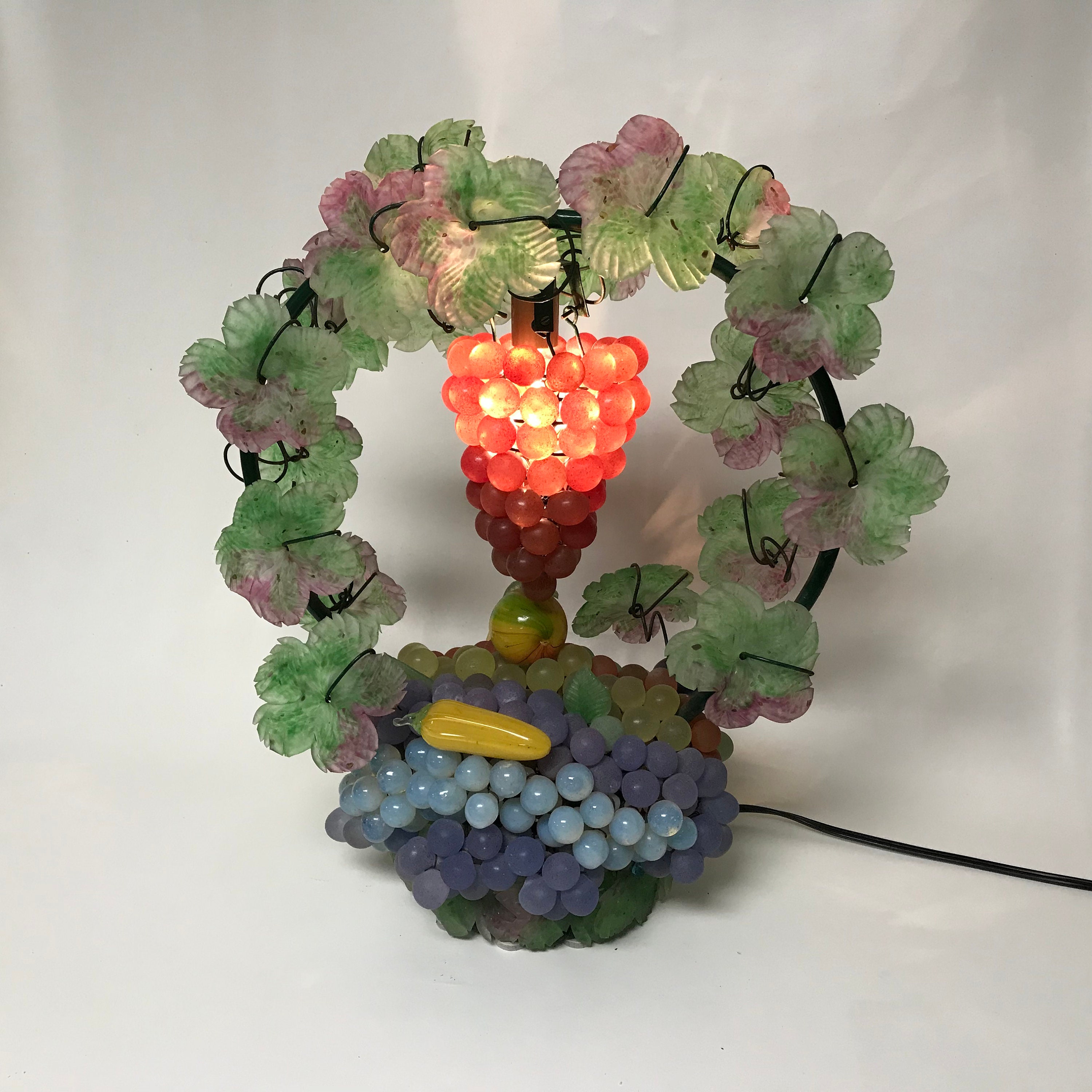 エミール・ガレ風 ヴィンテージ調 ぶどう柄 テーブルランプ