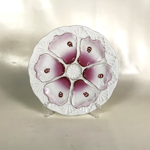 Antique Porcelain 6 Well Oyster Plate
