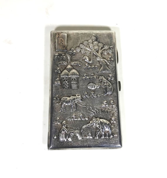 Anglo Indian Sterling Silver Repousse Cigarette ca