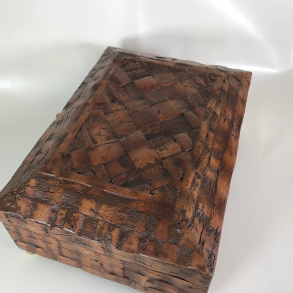 Vintage Tessellated Carved Wooden Jewelry's Box - image 6