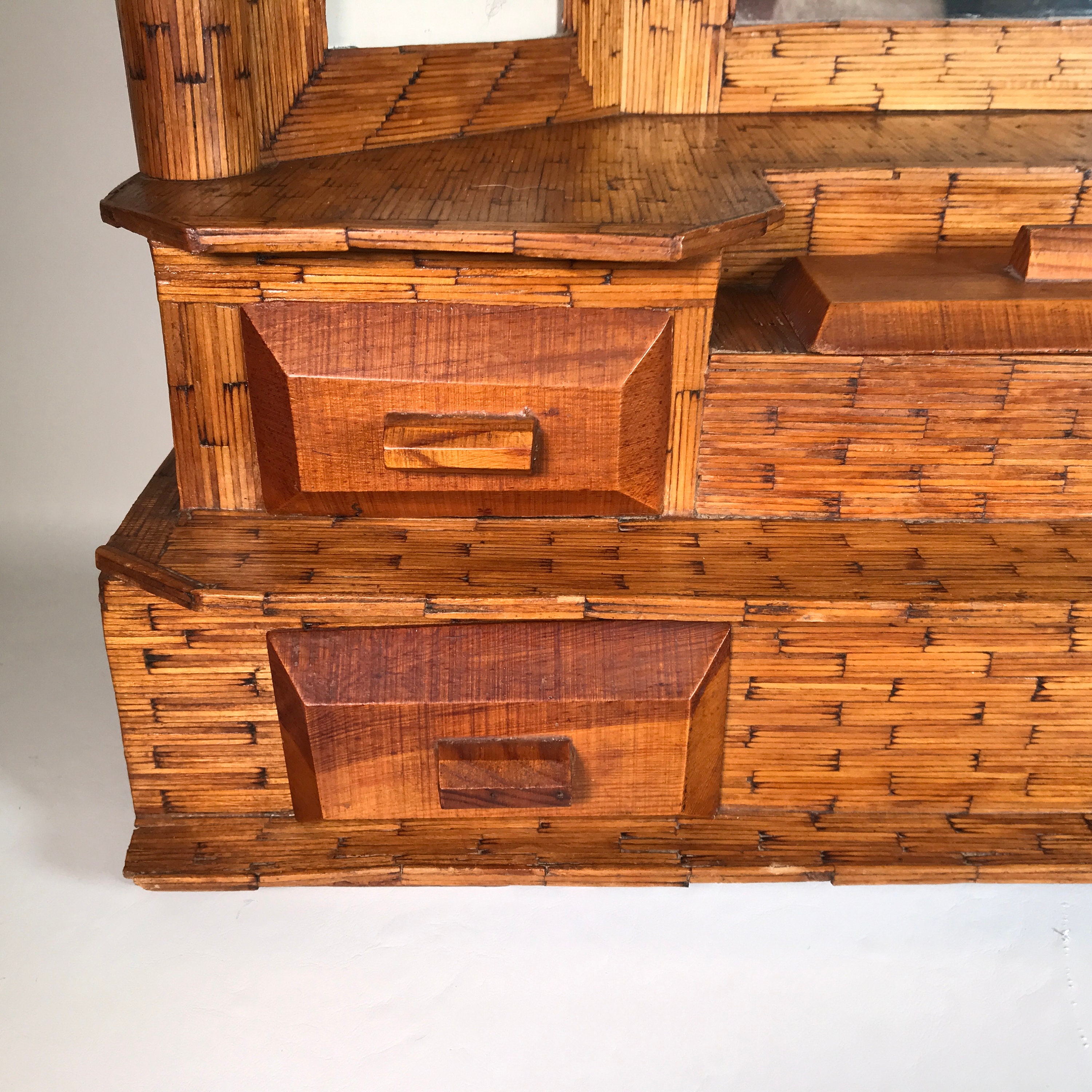 Vintage Prison / Tramp Art Matchstick Dresser Box - Etsy