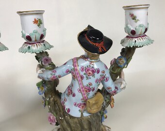 【美品】meissen マイセン　キャンドルホルダー　キャンドル　スタンド マイセン（Meissen） 波の戯れホワイト 000001／44323 ストーム
