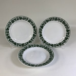 3 Meissen Porcelain Green Vine Desert Plates