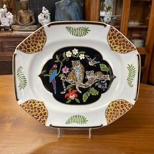リンチェイス　ジャガージャングル Lynn Chase Design Jaguar Jungle Porcelain Jewelry Tray Hand
