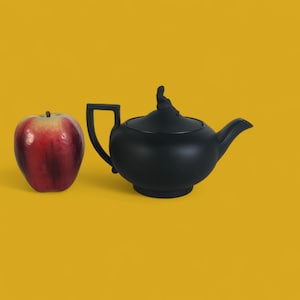 Early 19th Century Wedgwood Black Basalt Teapot with Sybil Weeping Widow Finial