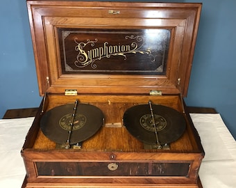 Vintage Swiss Music Box Thorens Wood With Six Disks (V8993 Vintage Swiss Music Box Thorens Wood With Six Disks (V8993