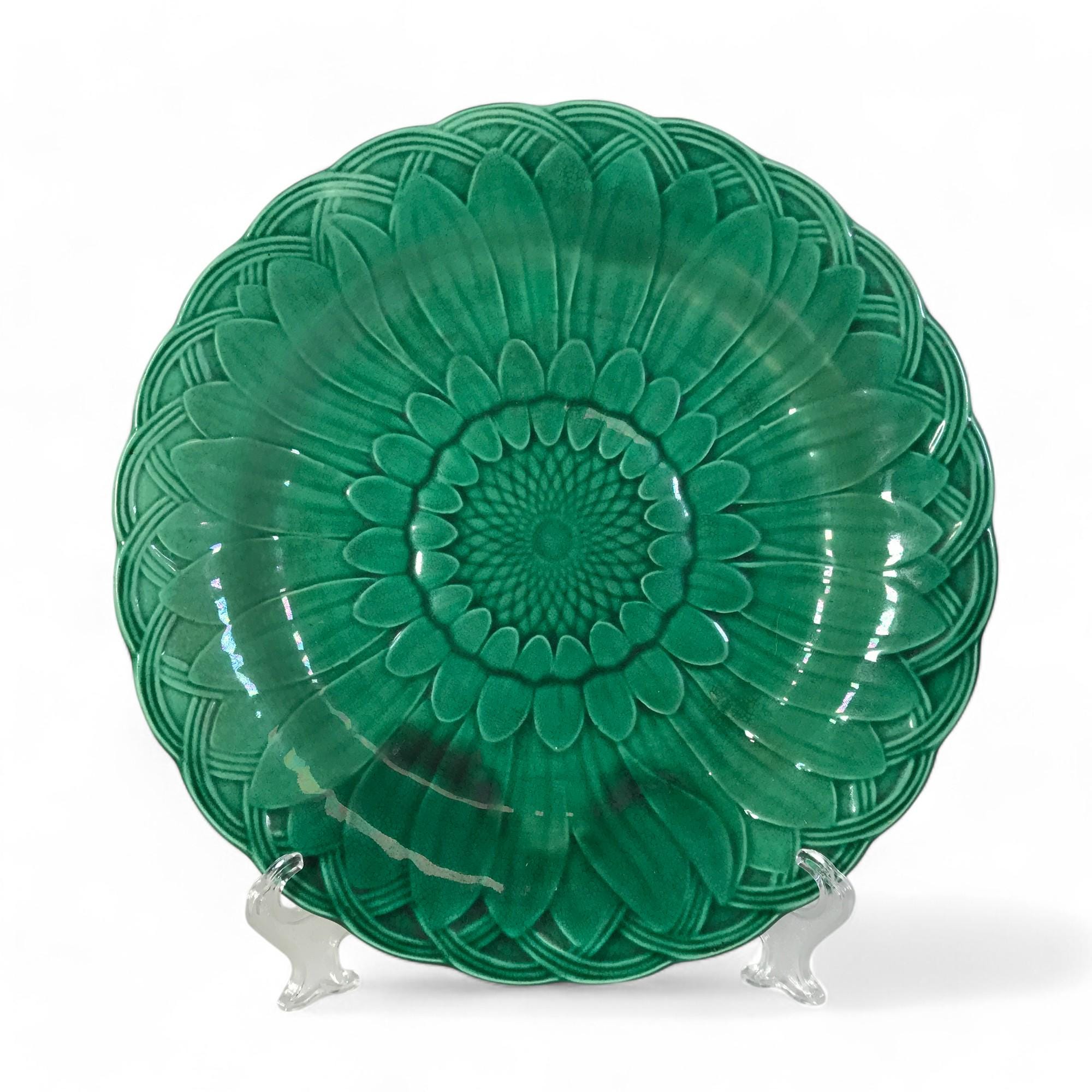 Circa 1880s Wedgwood Majolica Green Glaze Sunflower Plate - Etsy