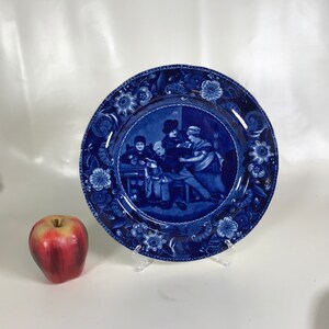 1830s Enoch Staffordshire Blue Transferware George Washington Pilgrims Plymouth