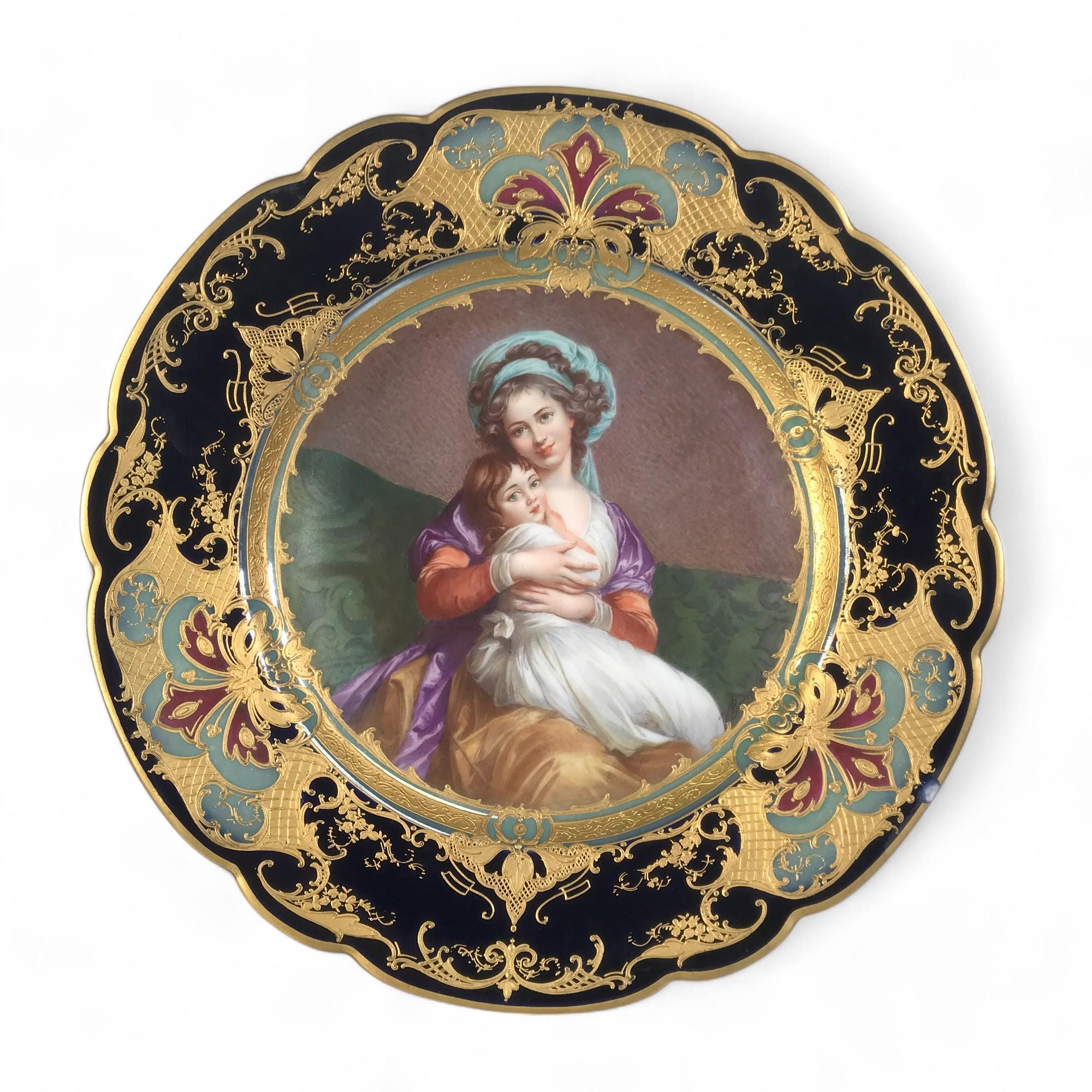 19 世紀 セヴァーズ手描き肖像画プレート - Etsy 日本