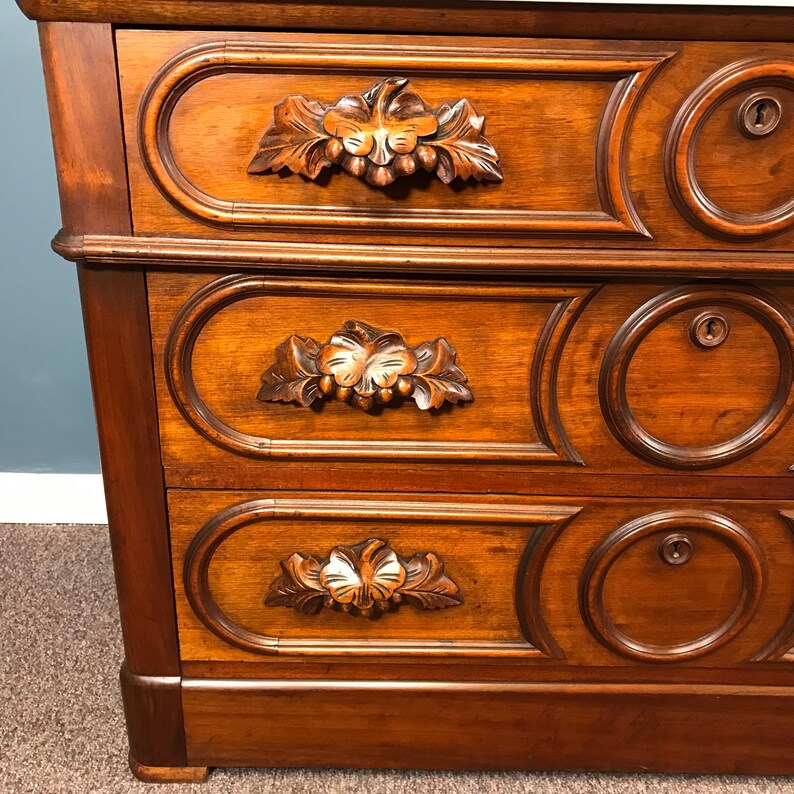 Victorian Marble Top 3 Drawer Dresser Etsy