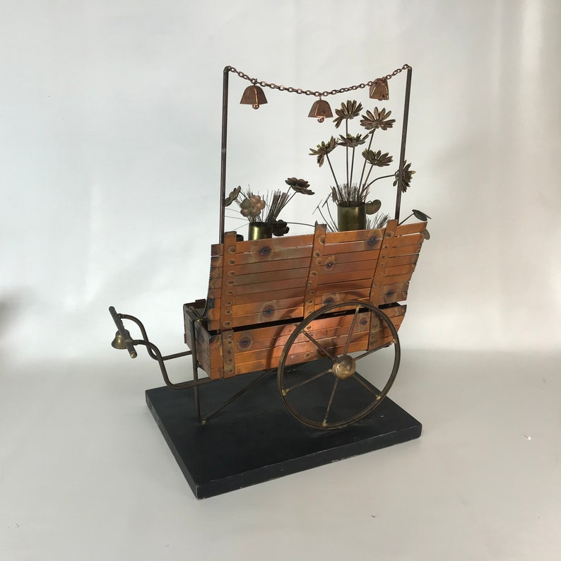 C Jere Garden Flower Cart Brass & Copper Sculpture - Etsy