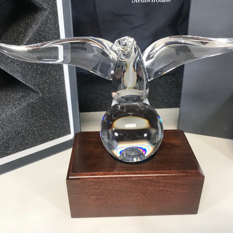Large James Houston Steuben Glass Eagle Sculpture New in Box Etsy