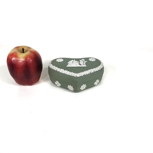 Wedgwood Green Jasperware Heart Shape Dresser Box