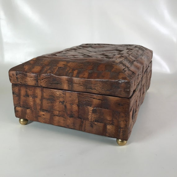 Vintage Tessellated Carved Wooden Jewelry's Box - image 5