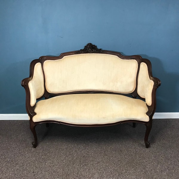 19th C. French Walnut Intricately Carved  Louis XV Loveseat