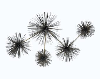 Curtis Jere Mid Century Pom Pom / Sea Urchin Metal Wall Sculpture