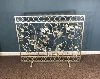 Large Silvered Iron Fireplace Screen