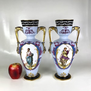Pair of Antique Paris Porcelain Style Vases