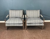 Pair of Milo Baughman for Thayer Coggin Flat Bar Chrome Lounge Chairs