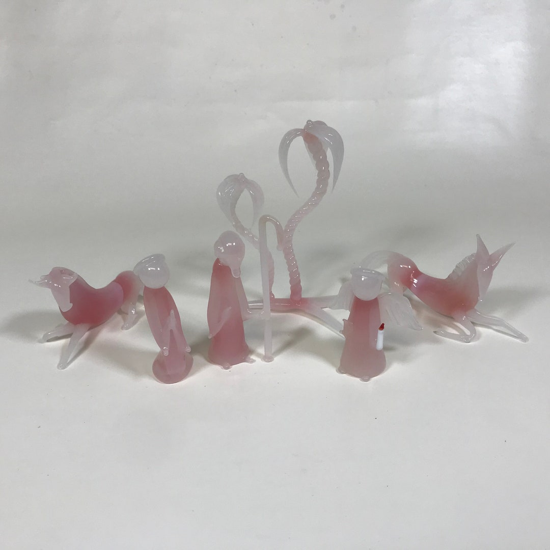 Murano Glass Nativity Set in Pink Opalescent Color Etsy