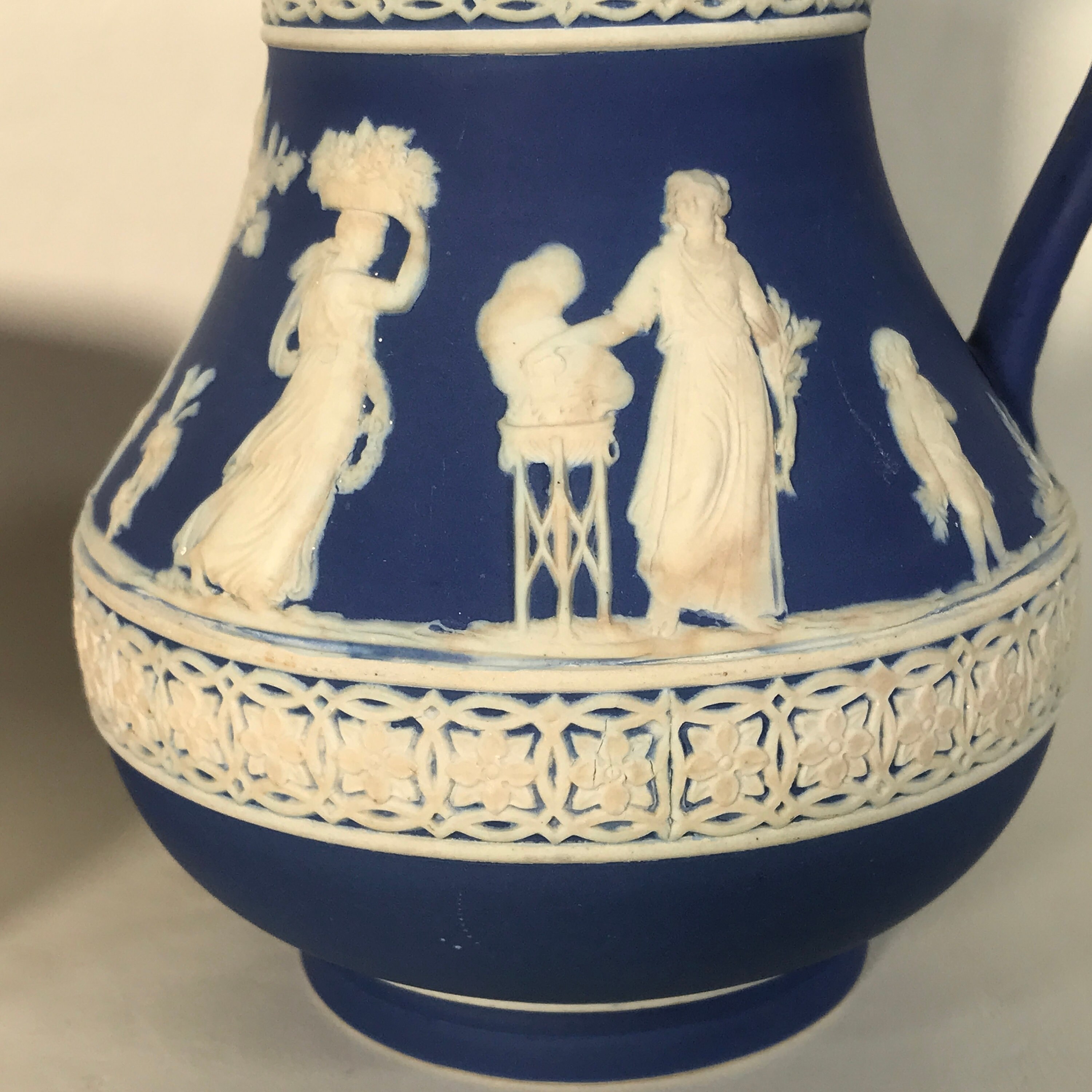 ウェッジウッド　1900年頃製造　ディップドブルー　ジャスパーウェア　ピッチャー ウェッジウッド 1900年頃製造 ディップドブルー ジャスパーウェア