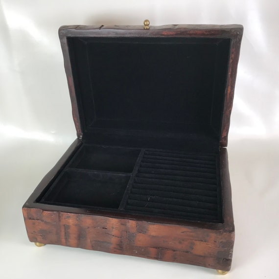 Vintage Tessellated Carved Wooden Jewelry's Box - image 7