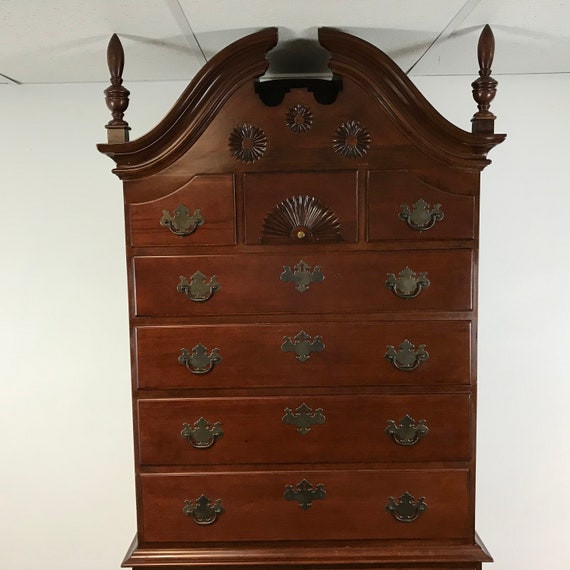 Antique Two Part Chippendale Style Mahogany Bonnet Top Chest Etsy