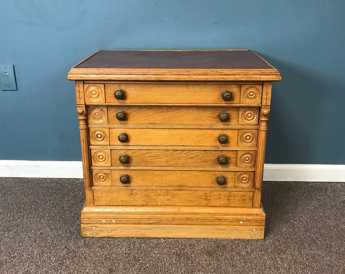 Antique Oak Spool Etsy
