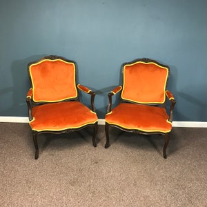 Pair of Antique Well Carved French Louis XV Style Armchairs
