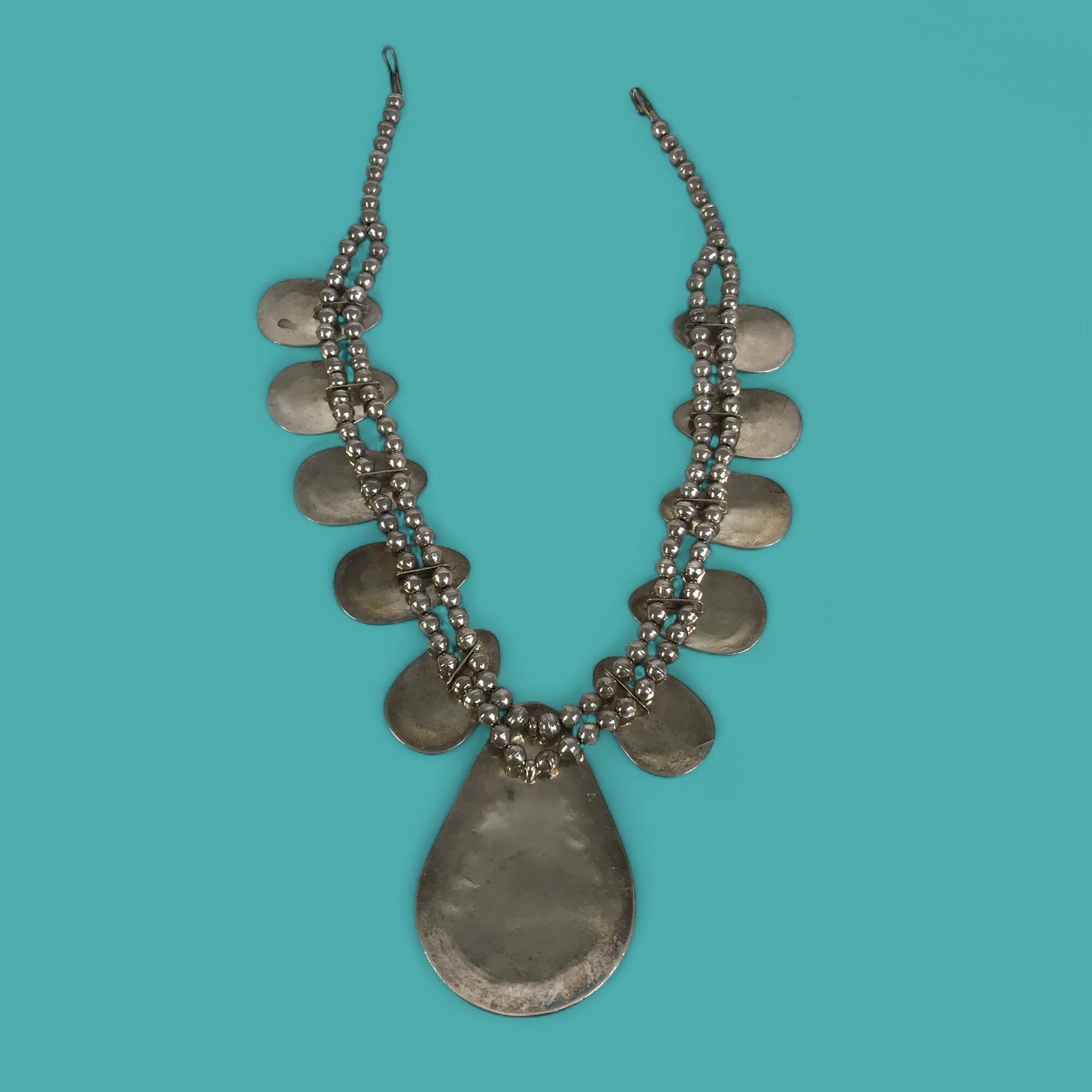 Monroe Ashley Sterling Silver Navajo Squash Blossom Necklace 