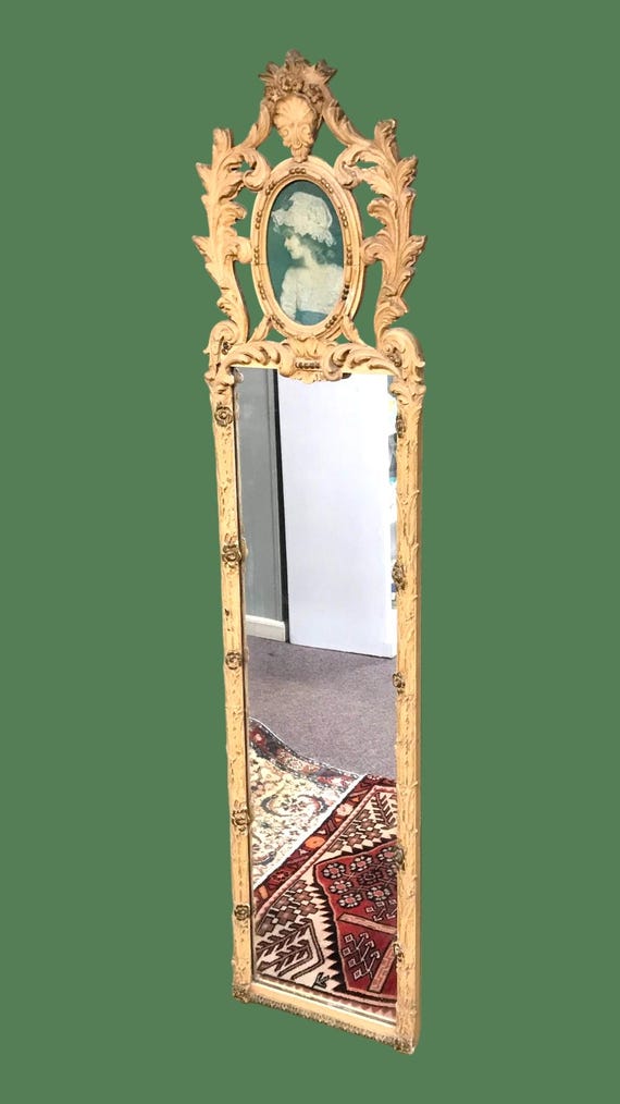 MIROIR TRIPTYQUE BISEAUTÉ SALLE DE BAIN vintage art populaire old
