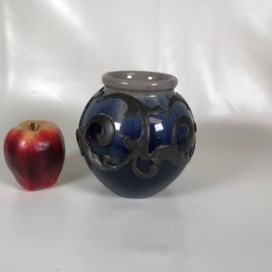 Michael Anderson & Son Denmark Art Pottery Vase with Pewter Overlay
