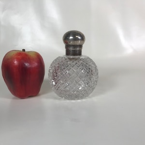 Antique Cut Glass Perfume Bottle with Sterling Lid