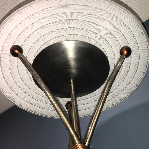 Robert Sonneman Torchiere Floor Lamp Wrought Iron Copper Etsy