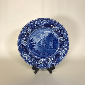 1830s Historical Blue Staffordshire City Hotel New York Plate
