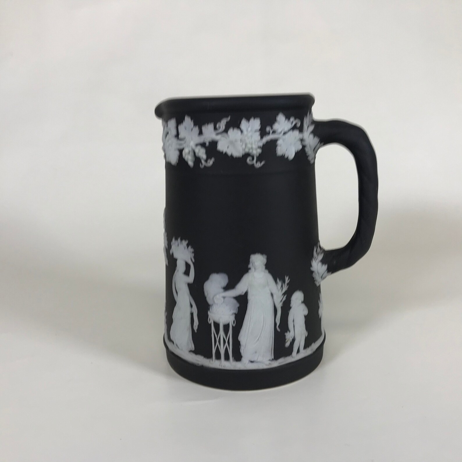 Wedgwood Black Jasperware Dipped Upright Jug Pitcher Etsy