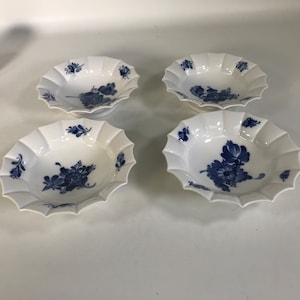Set of Royal Copenhagen Porcelain Blue Flower Decorated Bowls