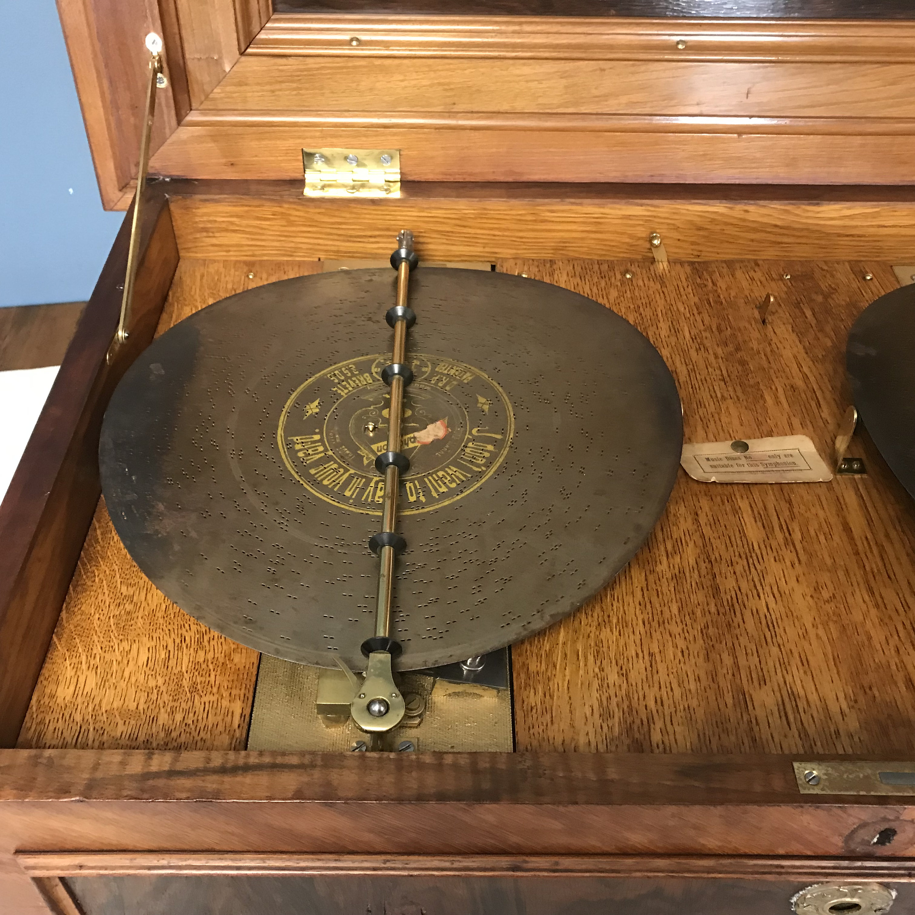 希少な 1900 年頃のシンフォニオン デュアル ディスク オルゴール